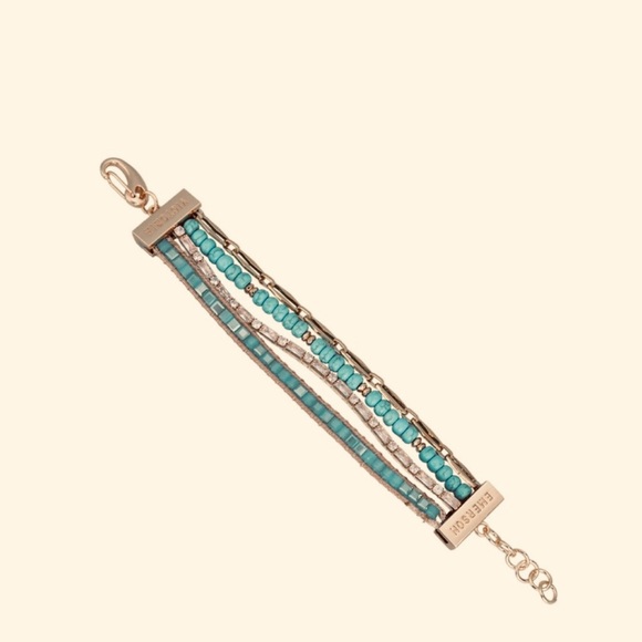 Layered mixed chain, Crystal and Turquoise mix Tennis Bracelet - Picture 3 of 3